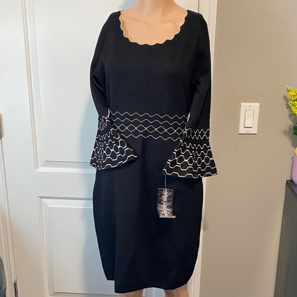 Elegant Black Dress with White Accents
